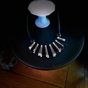 Black Cord Long Bead Necklace